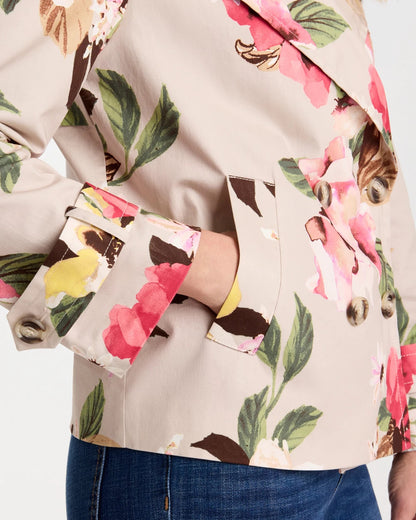 Chico's Cotton-Stretch Floral Trench Coat
