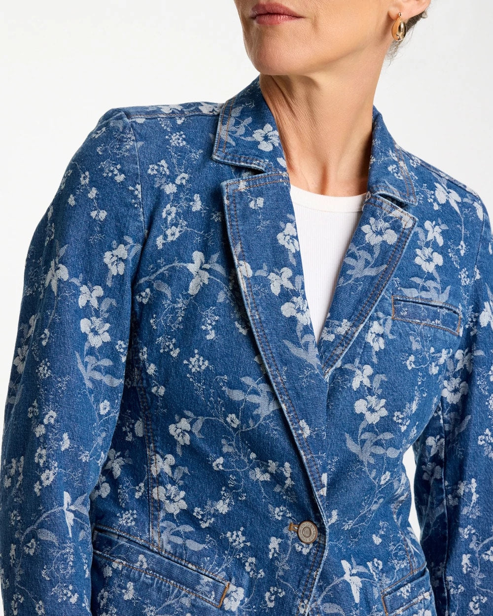Chico's Jacquard Denim Blazer