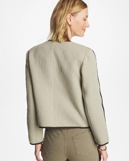 Chico's Collarless Quilted Box Jacket