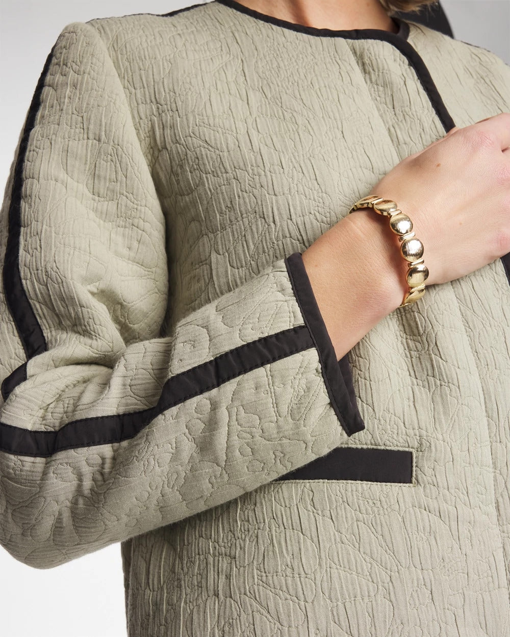 Chico's Collarless Quilted Box Jacket