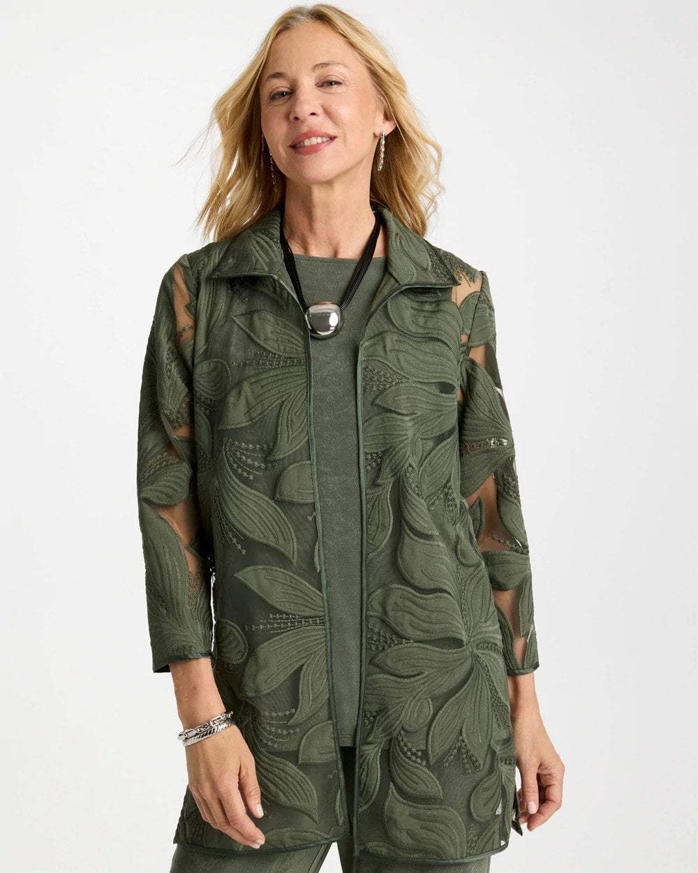Chico's Travelers™ Collection Applique Embroidered Jacket
