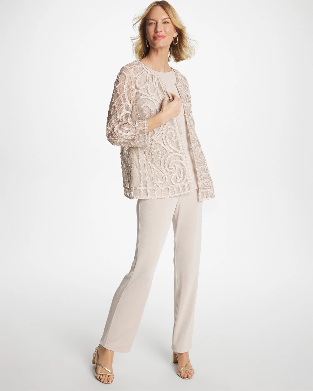 Chico's Travelers™ Short Embroidered Lace Jacket