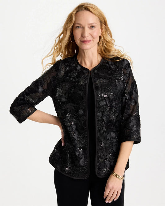 Chico's Travelers™ Collection Sequin Mesh Soutache Jacket