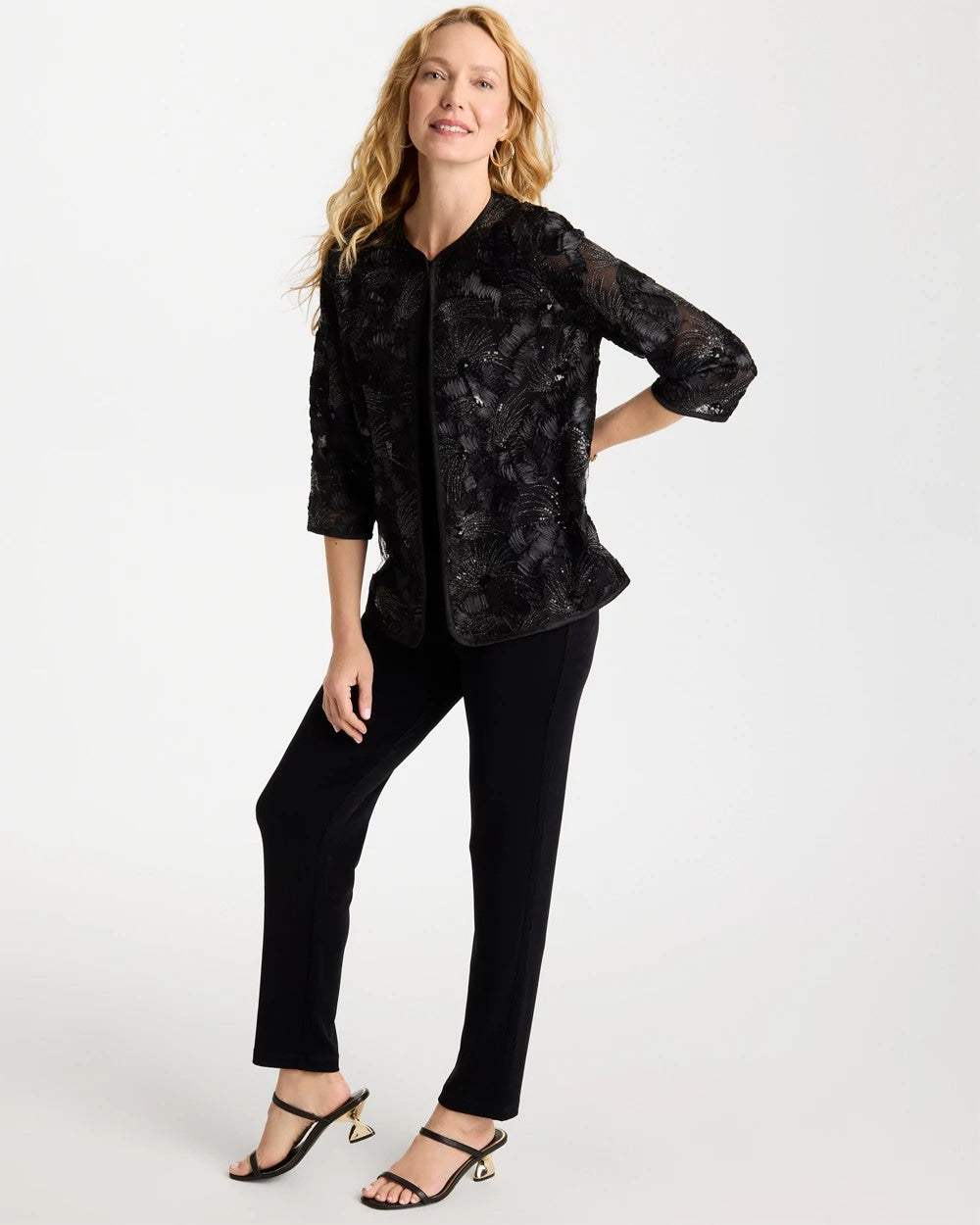 Chico's Travelers™ Collection Sequin Mesh Soutache Jacket