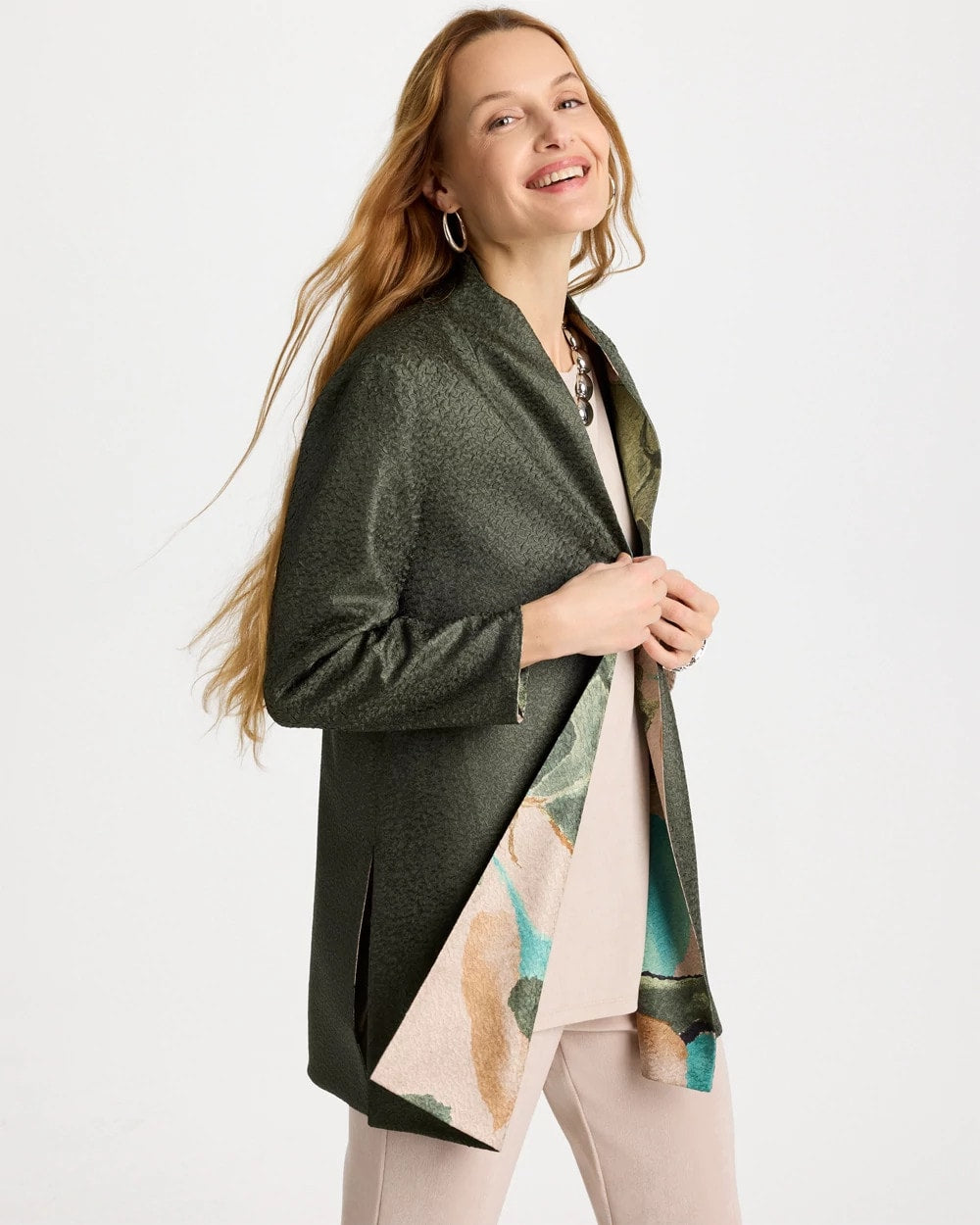 Chico's Travelers™ Soft Bloom Reversible Crushed Jacket