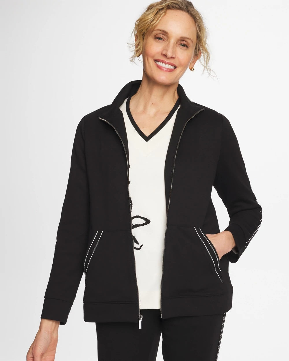 Chico's Zenergy® Double-Knit Pick Stitch Jacket