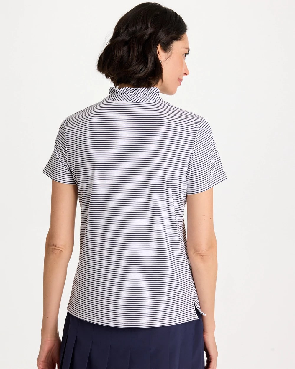 Chico's Zenergy® UPF Ruffle Striped Half Zip