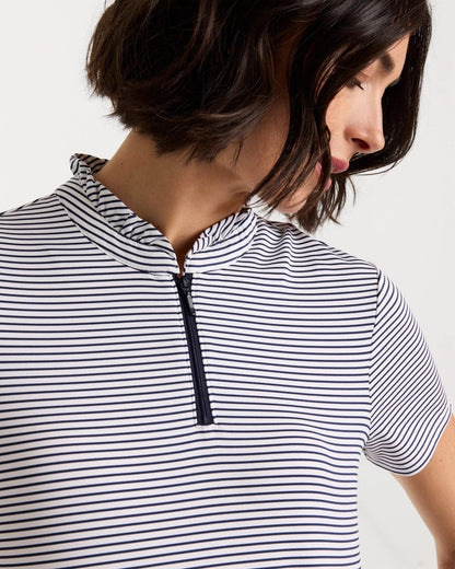Chico's Zenergy® UPF Ruffle Striped Half Zip