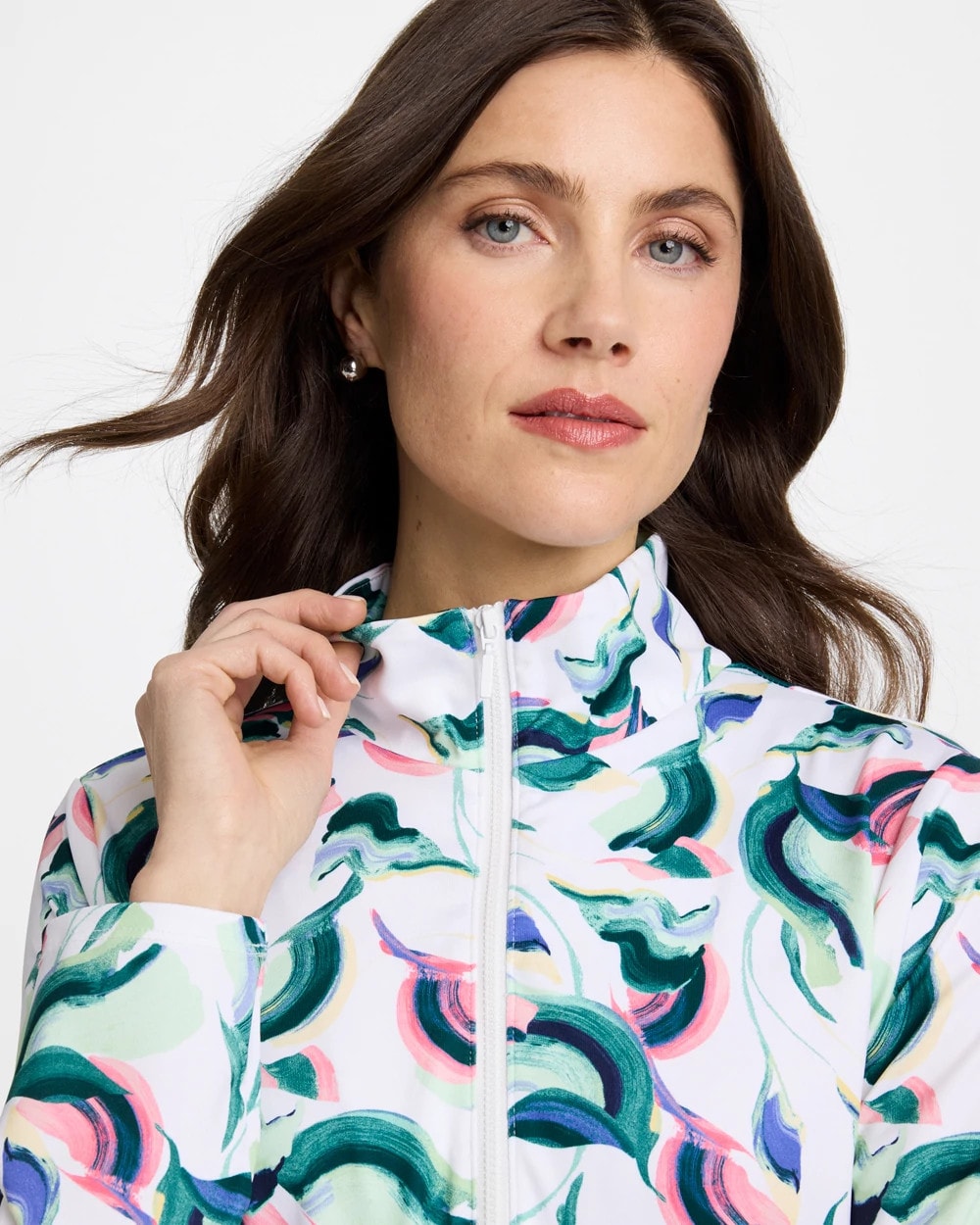 Chico's Zenergy® UPF Blooms Mock Zip Polo