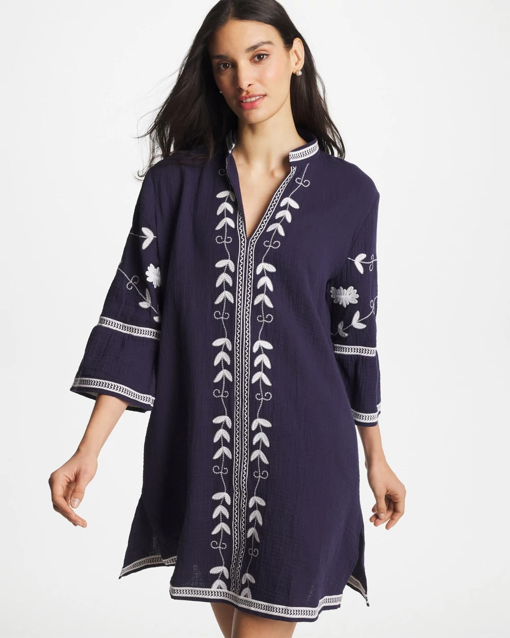 Chico's Woven Embroidered Swim Cover-Up