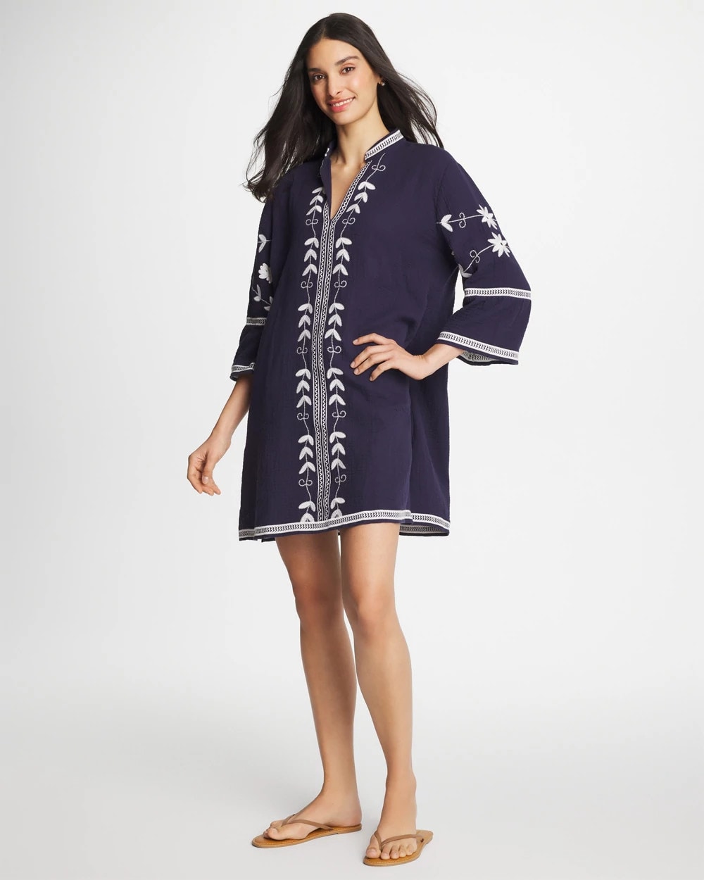 Chico's Woven Embroidered Swim Cover-Up