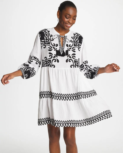 Chico's Woven Printed Swim Cover-Up Dress