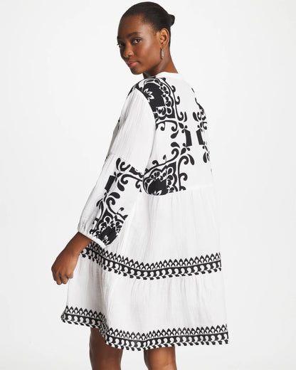 Chico's Woven Printed Swim Cover-Up Dress