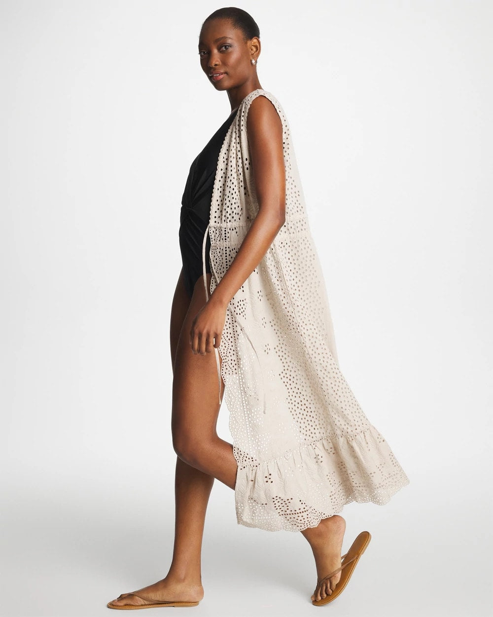 Chico's Woven Eyelet Swim Cover-Up Dress