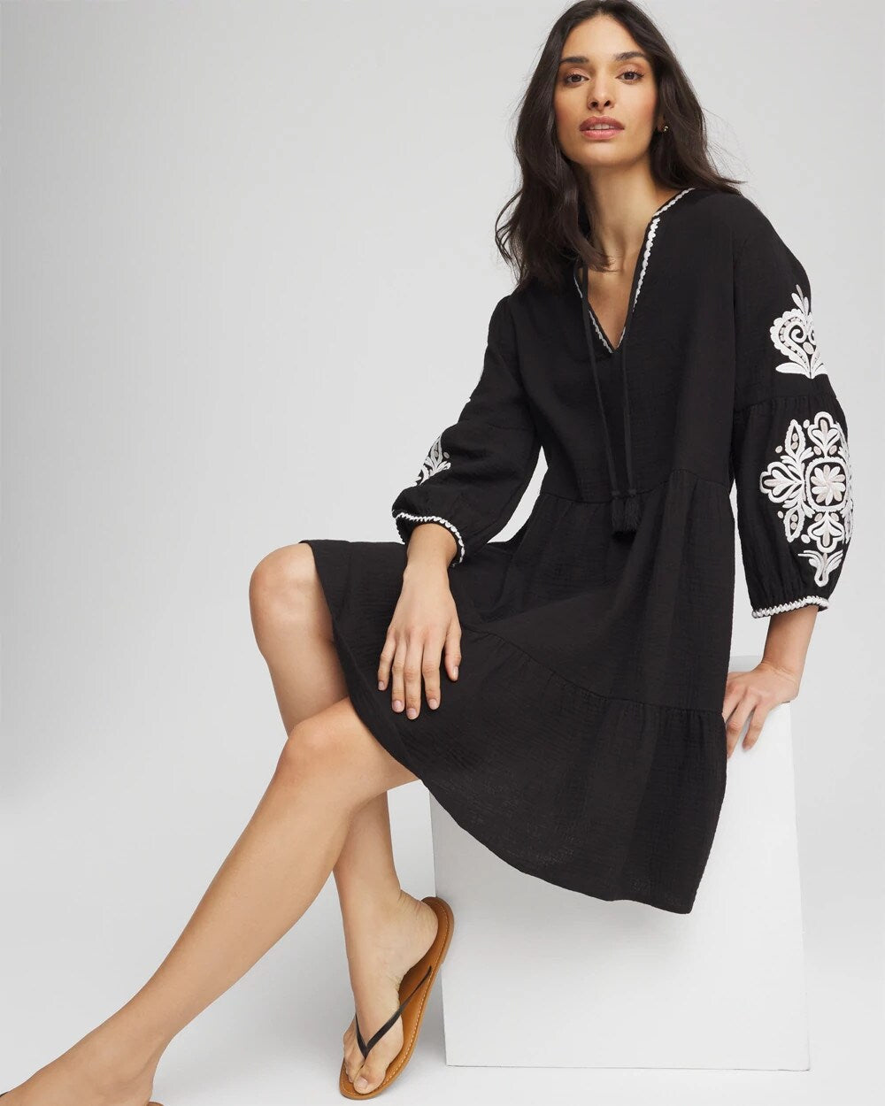 Chico's Woven Embroidered Swim Cover-Up