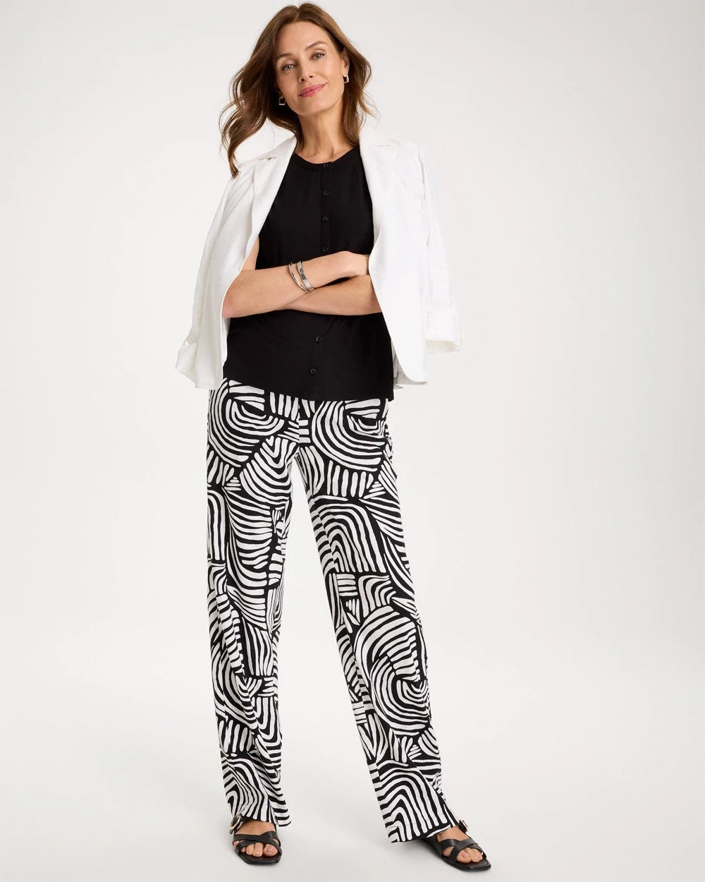 Chico's Geo Pull-On Wide-Leg Linen Pants
