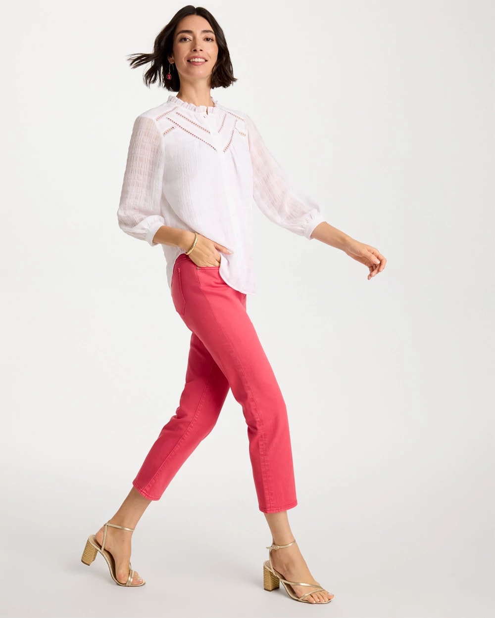 Chico's Girlfriend Roll Cuff Crop Jeans