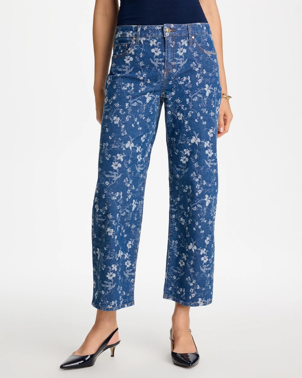 Chico's Girlfriend Wide Floral Crop Jean