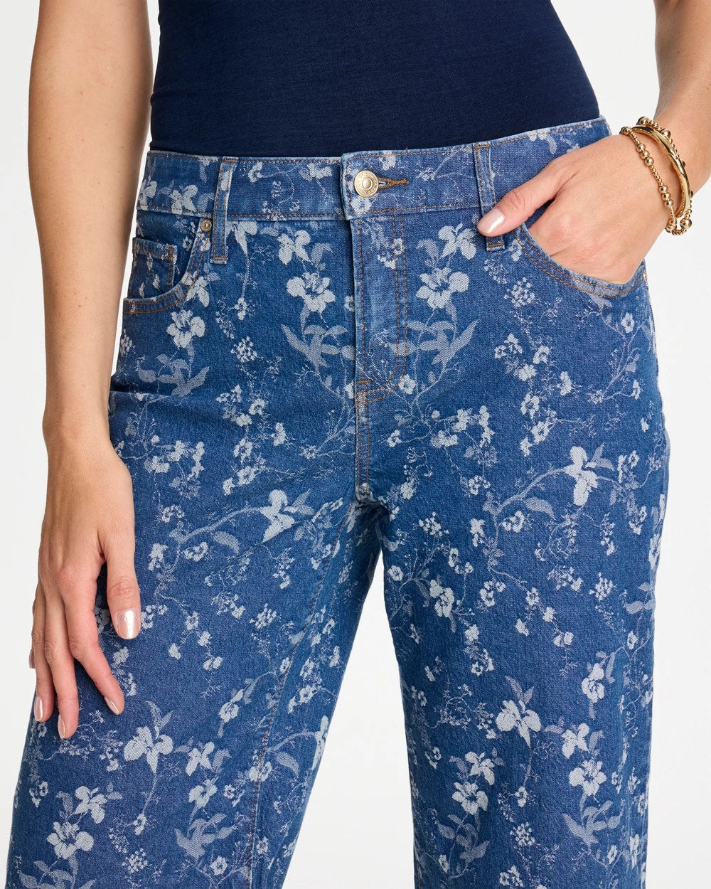 Chico's Girlfriend Wide Floral Crop Jean