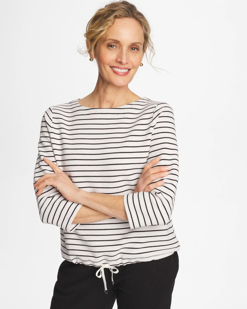 Chico's Zenergy® Striped Ottoman Drawstring Top