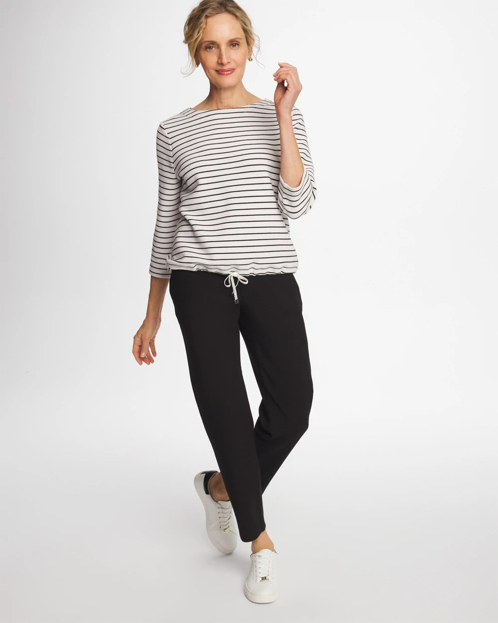 Chico's Zenergy® Striped Ottoman Drawstring Top