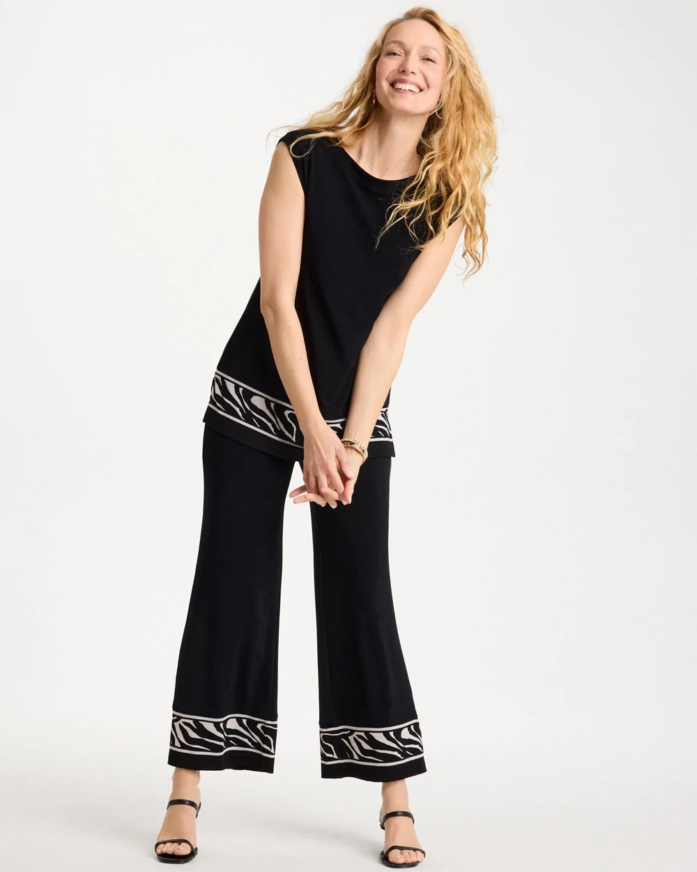 Chico's Travelers™ Abstract Zebra Trim Tunic
