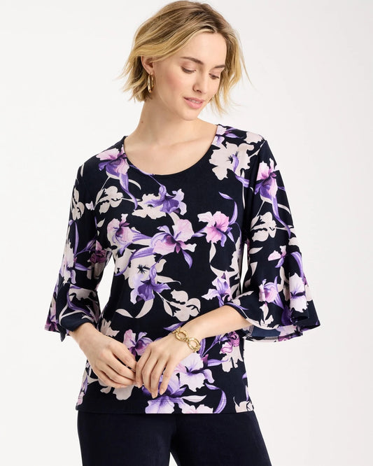 Chico's Travelers™ Amethyst Iris Flounce-Sleeve Top