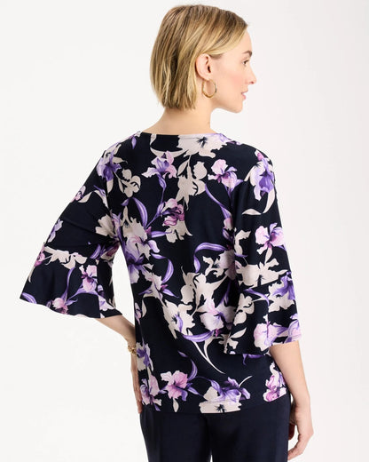 Chico's Travelers™ Amethyst Iris Flounce-Sleeve Top