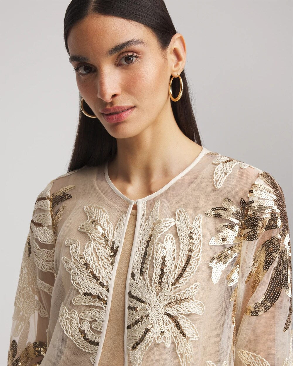 Chico's Travelers™ Collection Sequin-Mesh Jacket