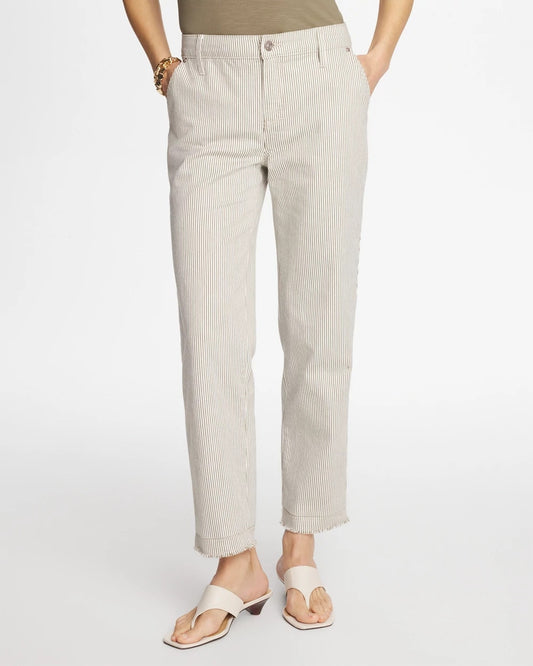 Chico's Stripe Girlfriend Straight Ankle Jeans