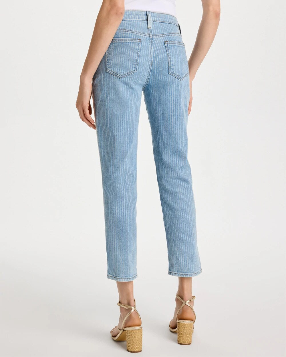 Chico's Girlfriend Ticking Stripe Crop Jeans