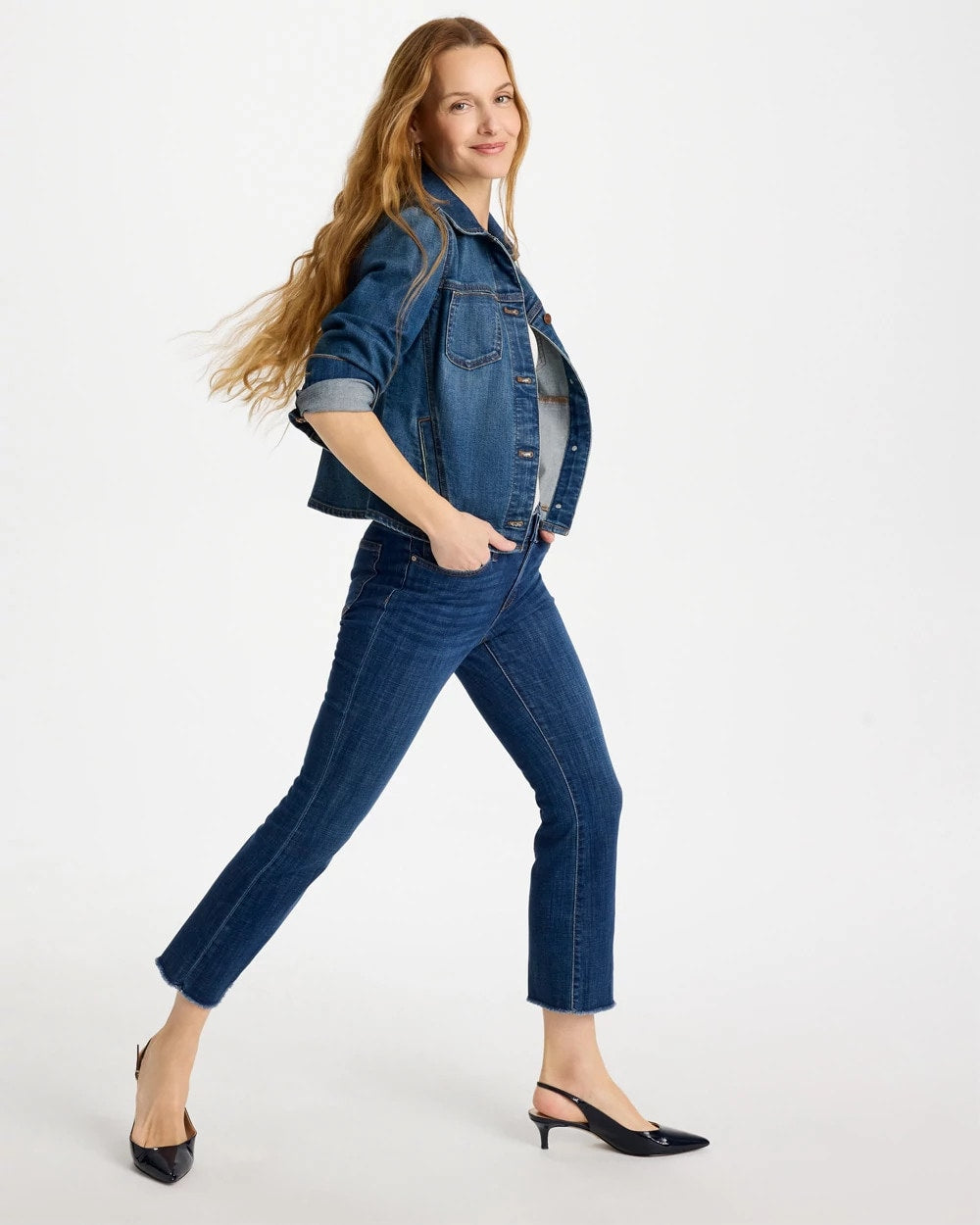 Chico's Petite Girlfriend Fray Hem Kick Flares