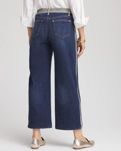 Chico's Girlfriend Cropped Colorblock Wide-Leg Jeans