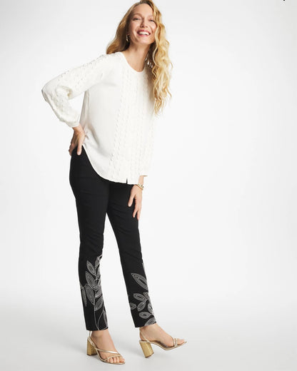 Chico's Floral Soutache Brigitte™ Slim Pull-On Ankle Pants