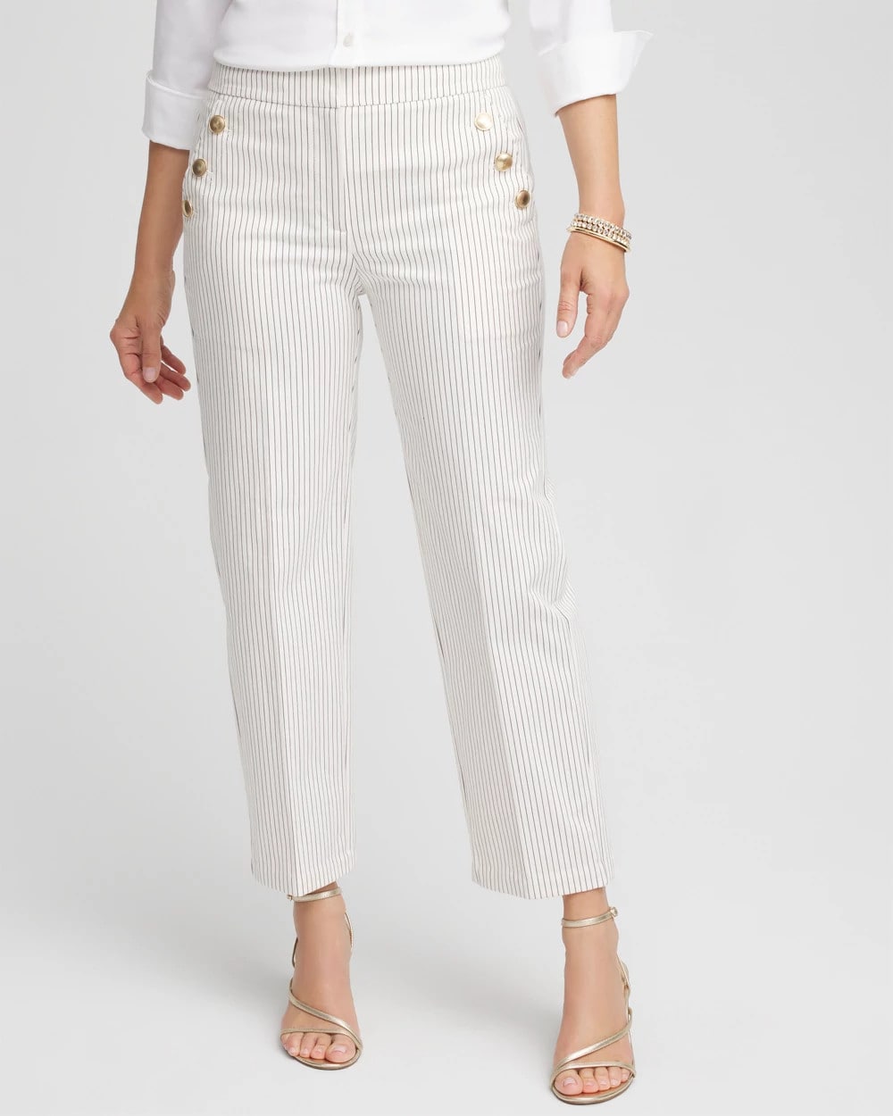 Chico's Emme Striped Sailor Straight Crops