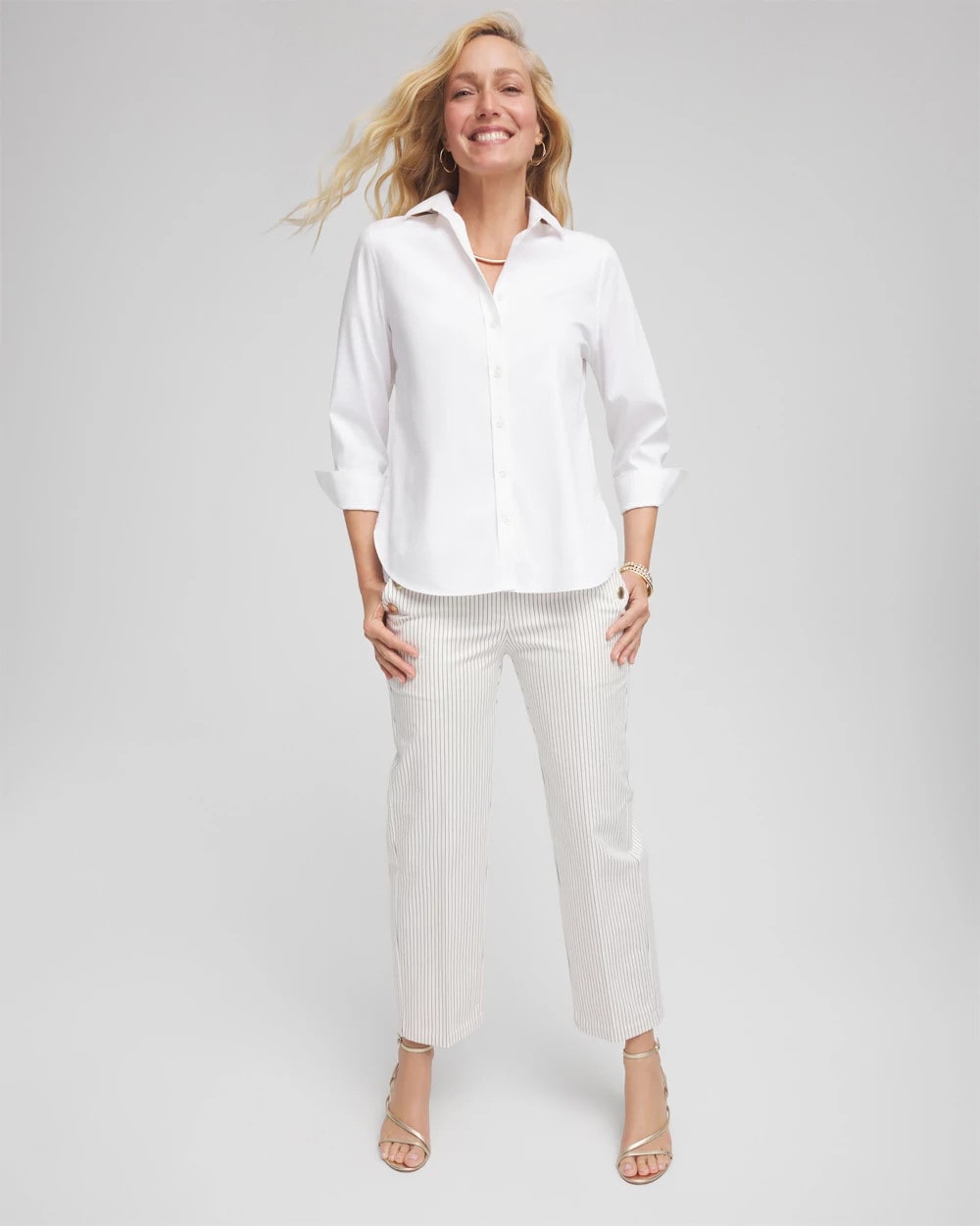 Chico's Emme Striped Sailor Straight Crops