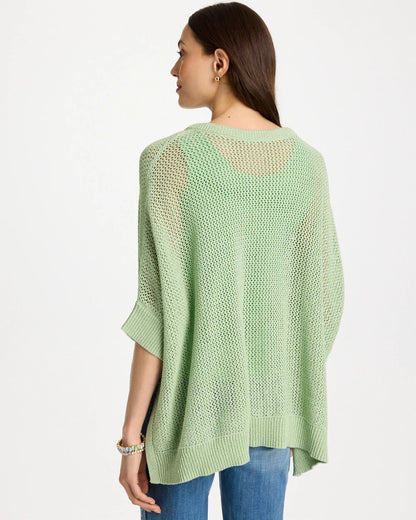 Chico's Avocado Artistry Open Knit Poncho