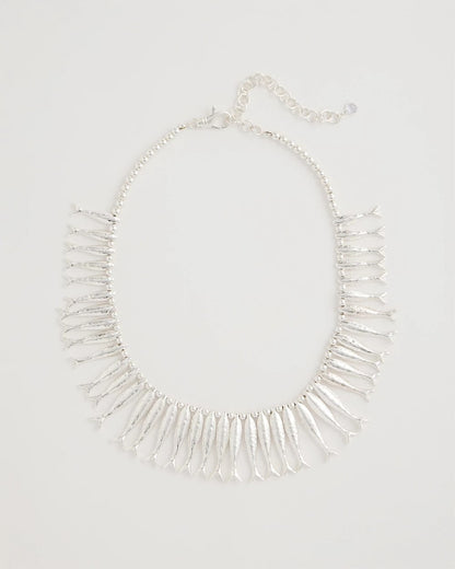 Chico's Silvertone Fish Collar Necklace