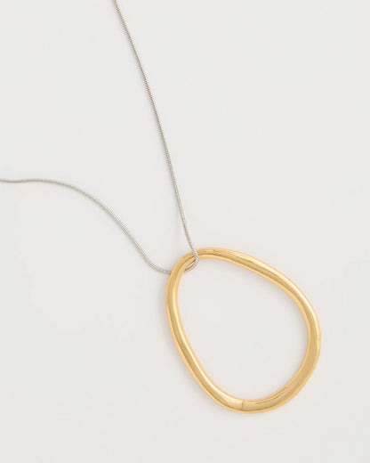 Chico's Mixed Metal Circle Pendant Necklace