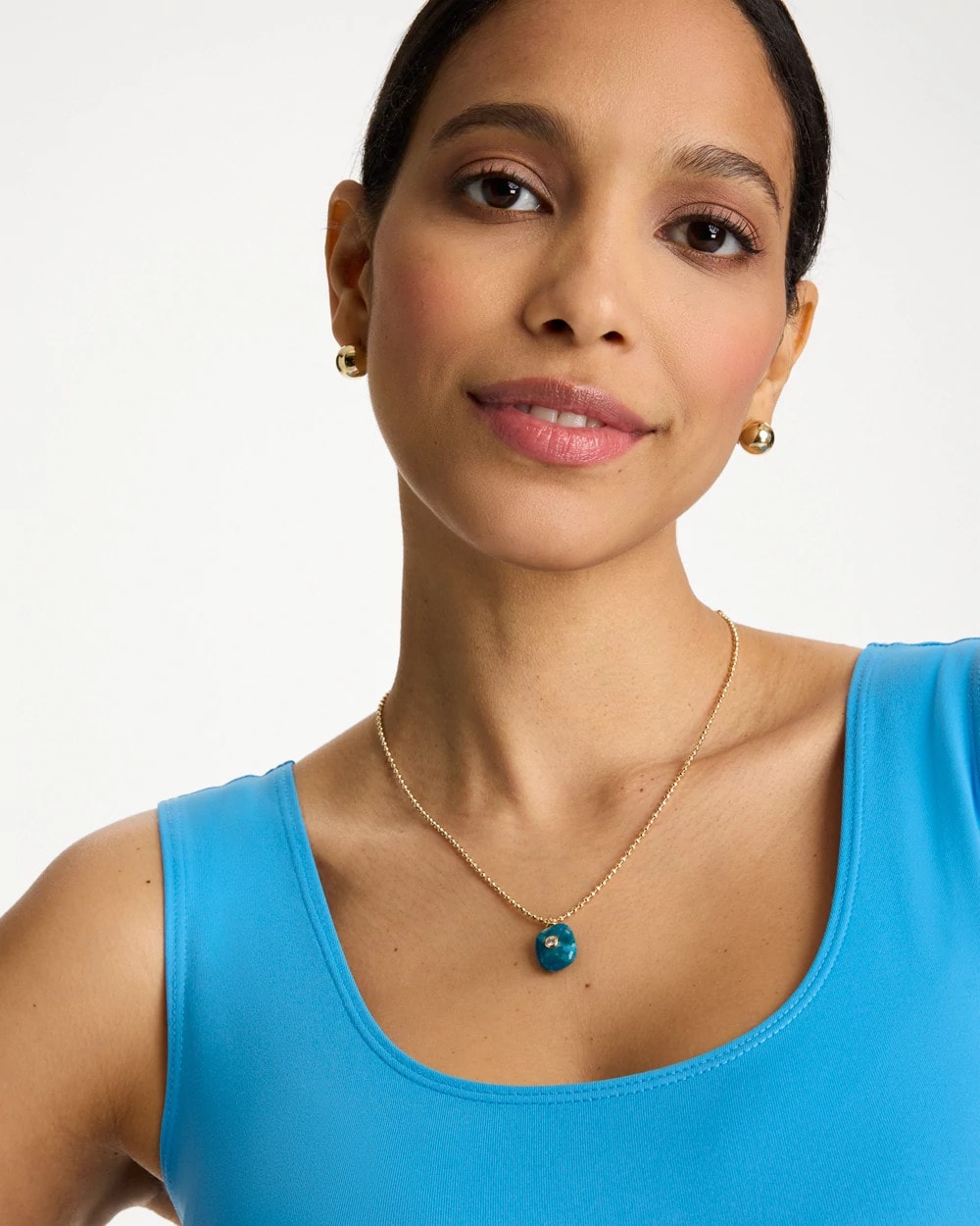 Chico's Genuine Jade Stone Pendant Necklace