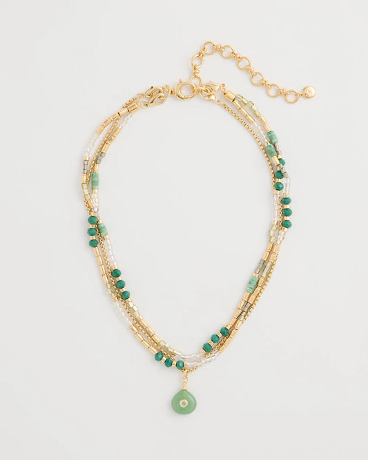 Chico's Aventurine Stone Pendant Necklace