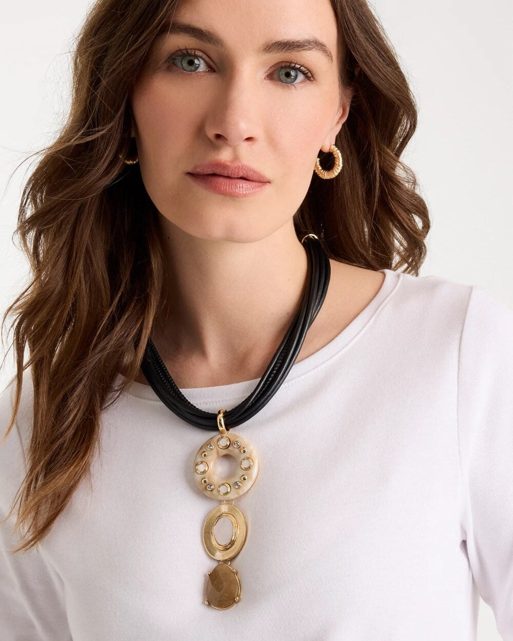 Chico's Embellished Linear Corded Necklace
