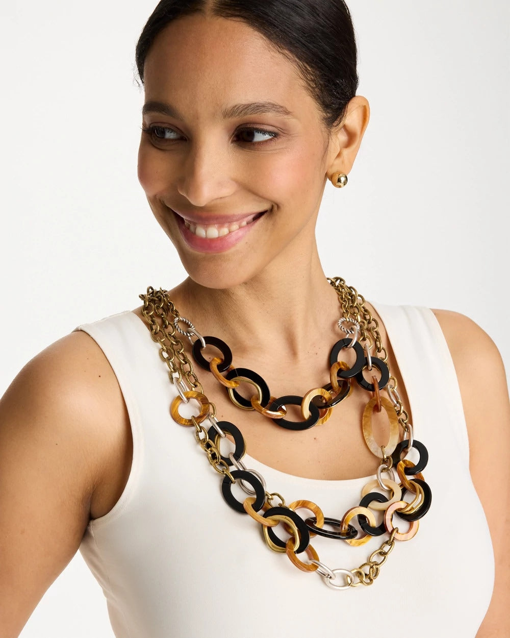 Chico's Triple Strand Convertible Resin Necklace