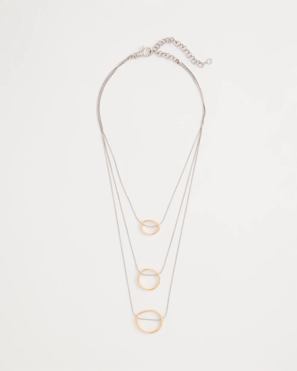 Chico's Mixed Metal Triple Circle Pendant Necklace