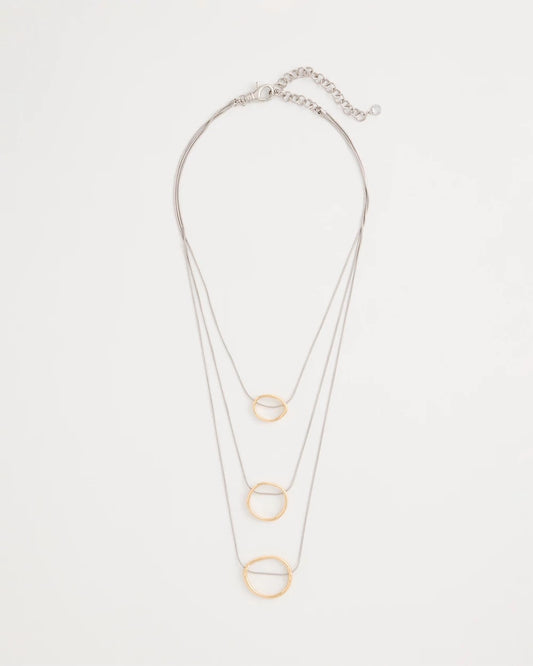 Chico's Mixed Metal Triple Circle Pendant Necklace