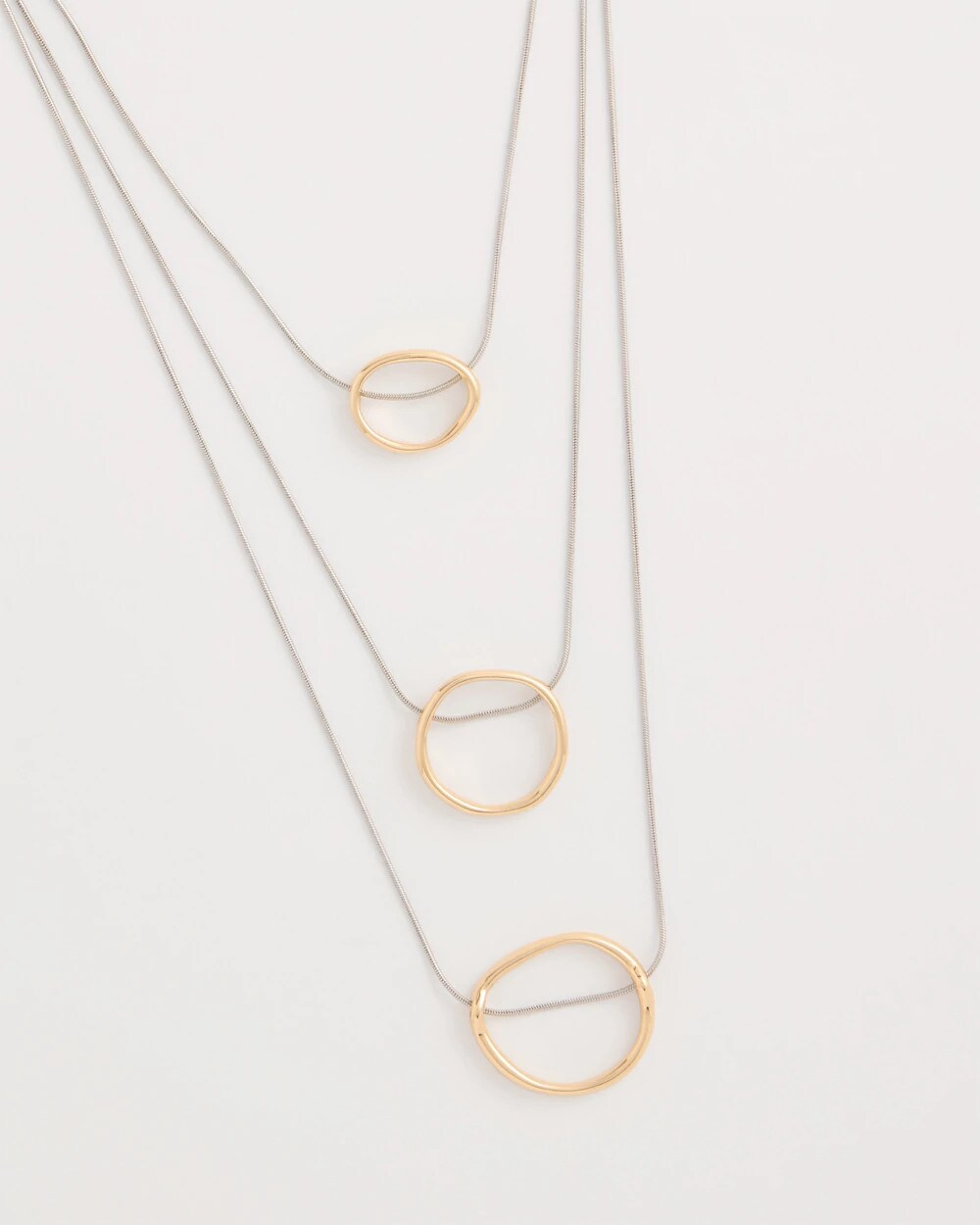 Chico's Mixed Metal Triple Circle Pendant Necklace