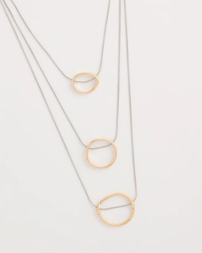 Chico's Mixed Metal Triple Circle Pendant Necklace