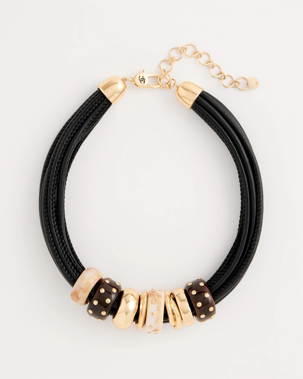 Chico's Embellished Rings Corded Necklace