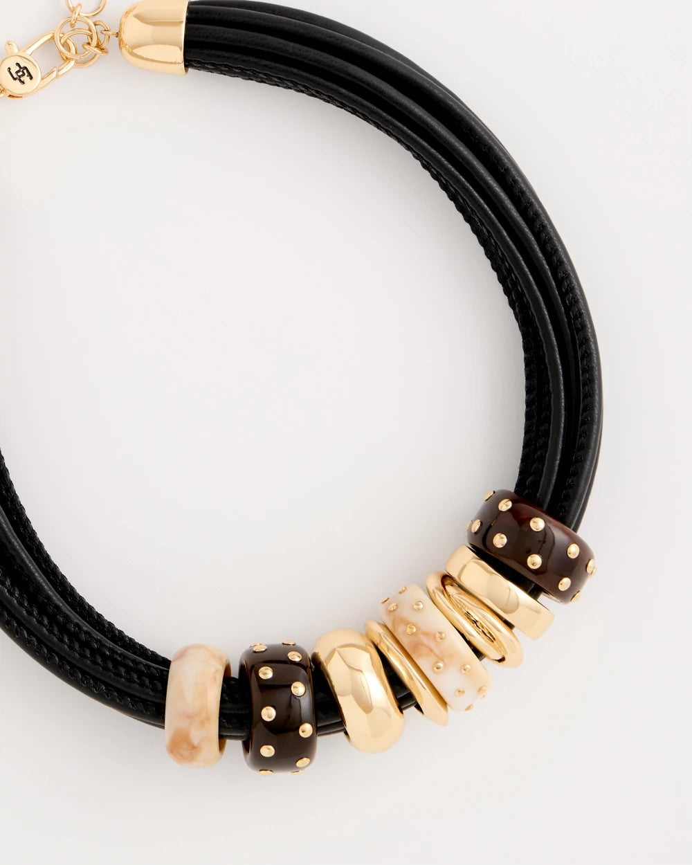 Chico's Embellished Rings Corded Necklace