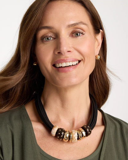 Chico's Embellished Rings Corded Necklace